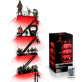 LED 4-Tier Fire Escape Shelf with LED Light Strips Pre-Attached and Remote Control - Iron Fire Escape Wall Shelf w/ 44lb weight capacity. Floating Shelves with Lights for Any Room.